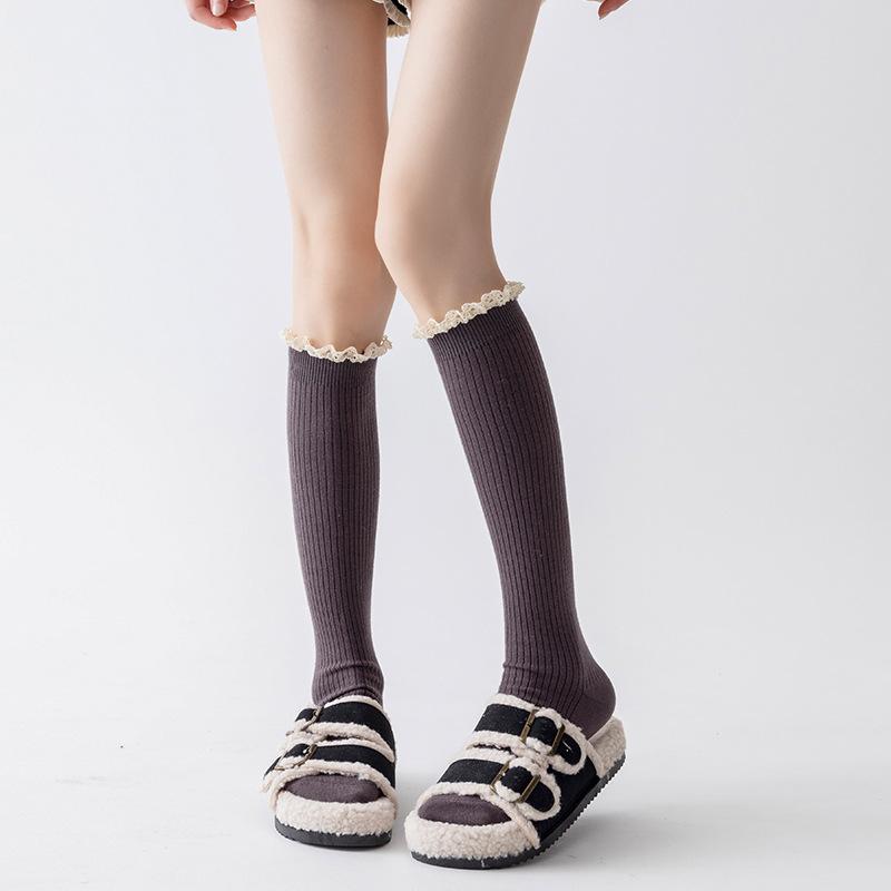Женские осенне-зимние утолщенные теплые кружевные новогодние рождественские чулки