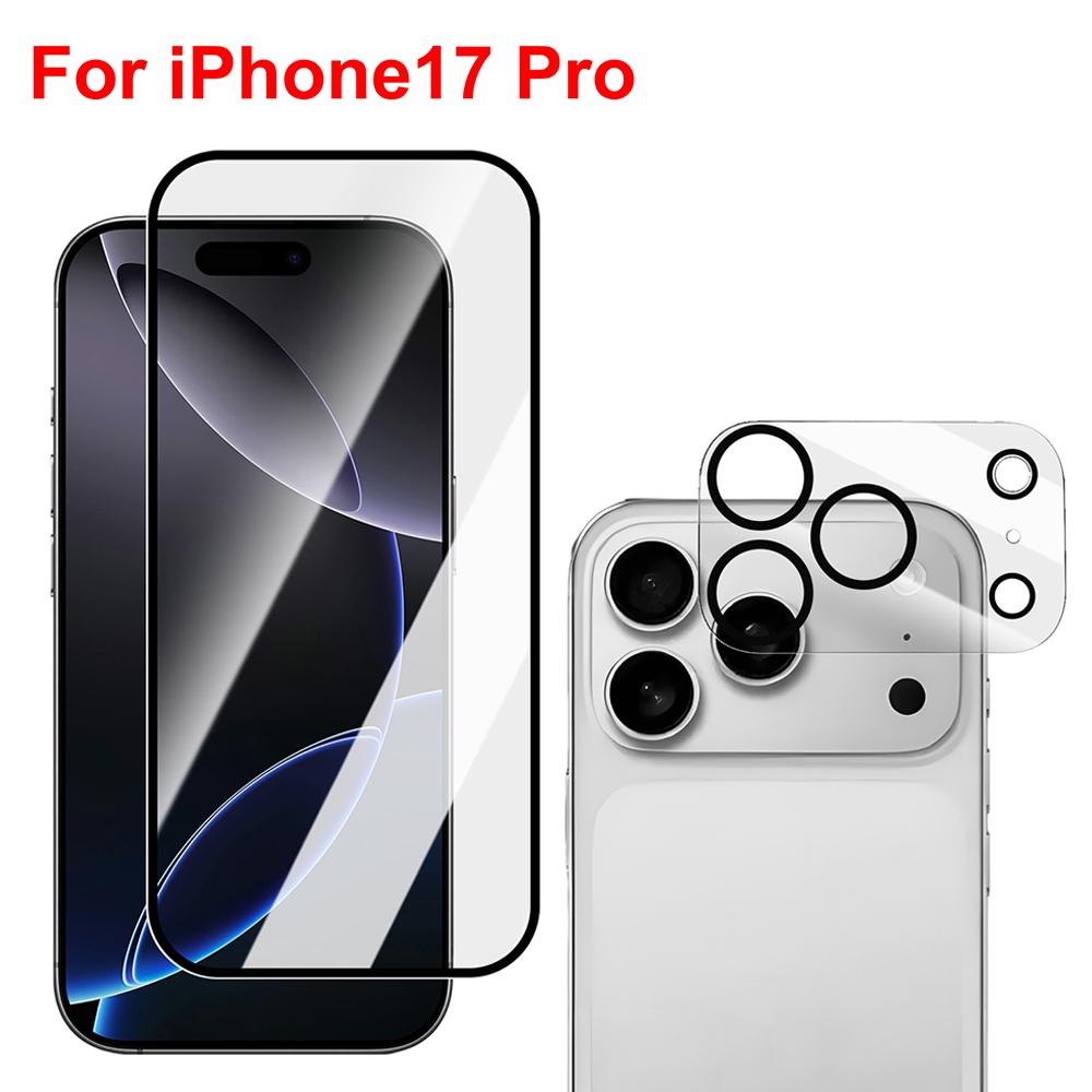 Защитные стекла 6-в-1 для iPhone 17 Pro Max, Защитная пленка для линз с защитой от царапин для 17Air, Защита для объектива камеры с черным кругом
