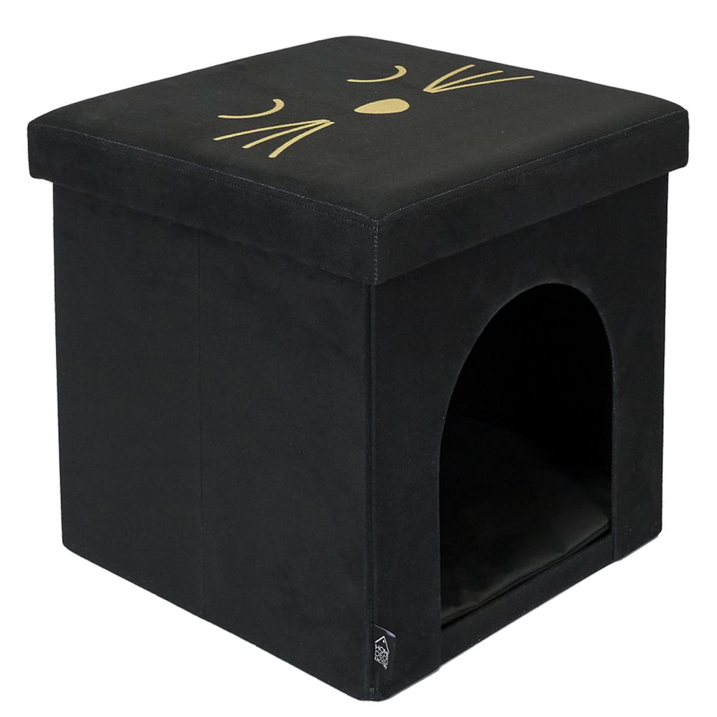 Les Trésors De Lily [A3536] - Нишевый пуф «Кошки», черный - 38x38x38 см