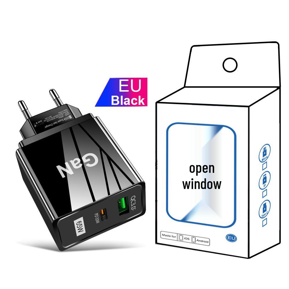 33 Вт GaN USB-зарядное устройство для мобильных телефонов QC 3.0 с вилкой US/EU/UK для быстрой зарядки