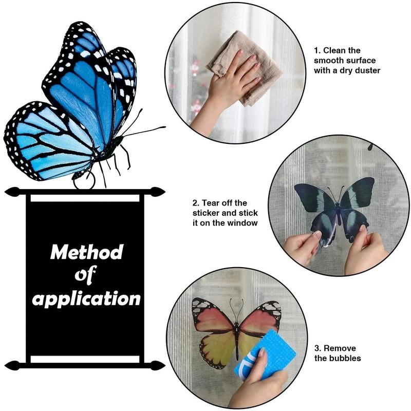 New 20PCS Butterfly Window Stickers Anti-Collision Window Clings Decals Reusable Glass Window Film Wall Stickers