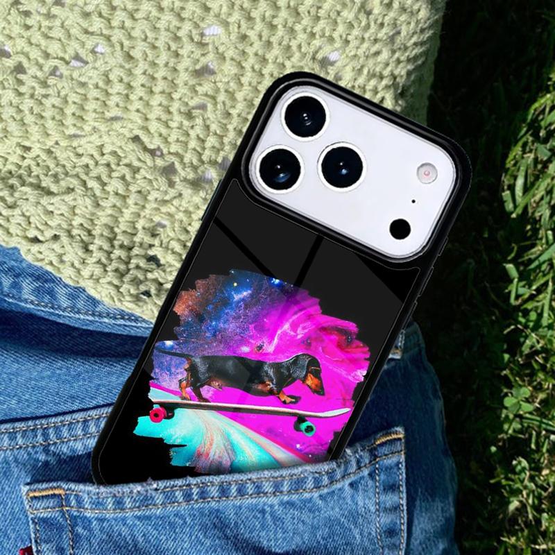 Чехол для телефона 'Собака-скейтер в космосе' для iPhone 17 AIR 16 Pro Max 15 14 Pro 11 12 13 Ударопрочный силиконовый чехол