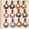 Premium Akril Oʻyilgan Geometrik Dumaloq Leopard Print Vintage Rangli Osma Sirgʻalar Ayollar Yengil Moda Zargarlik Buyumlari