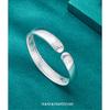 S999 Foot Silver Bracelet with Leaf Carved Heart Sutra, Ethnic Style Wide Edition, Open Silver Bracelet, Women's National Style Bracelet