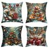 Charming Christmas Squirrel & Gift Pattern Pillow Covers Decorative Home Double-sided Print Square Pillow Living Room Pillowcase
