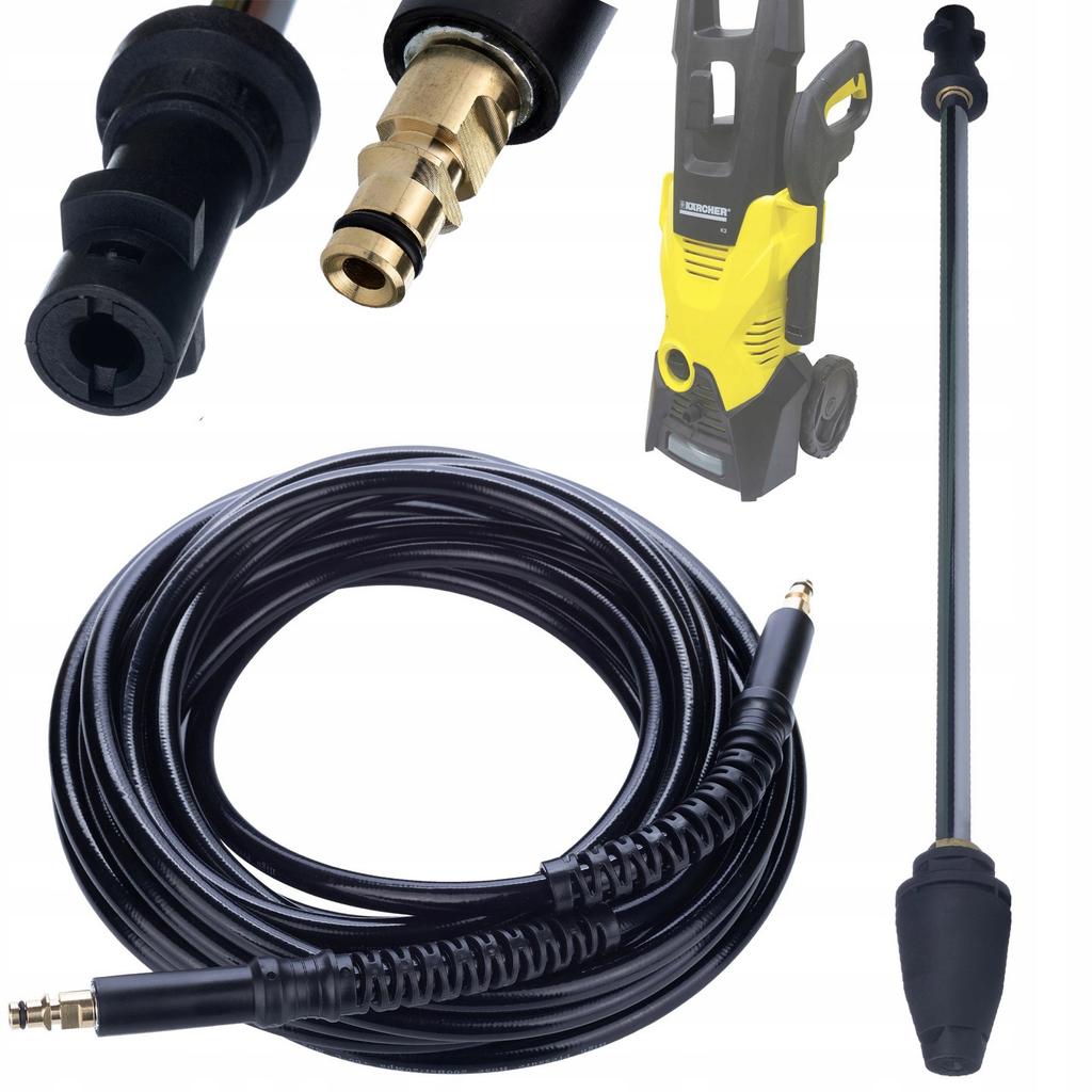 Rosfix 10m Click-Click High-Pressure Hose + Metal Turbo Rotary Nozzle Lance for Kärcher K2-K7 Pressure Washers