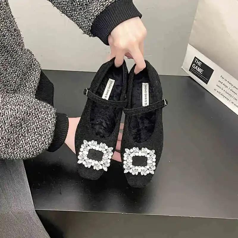 Дизайнерские кристальные женские туфли Мэри Джейн весна-осень модные свадебные танцевальные вечерние шерстяные одинарные туфли