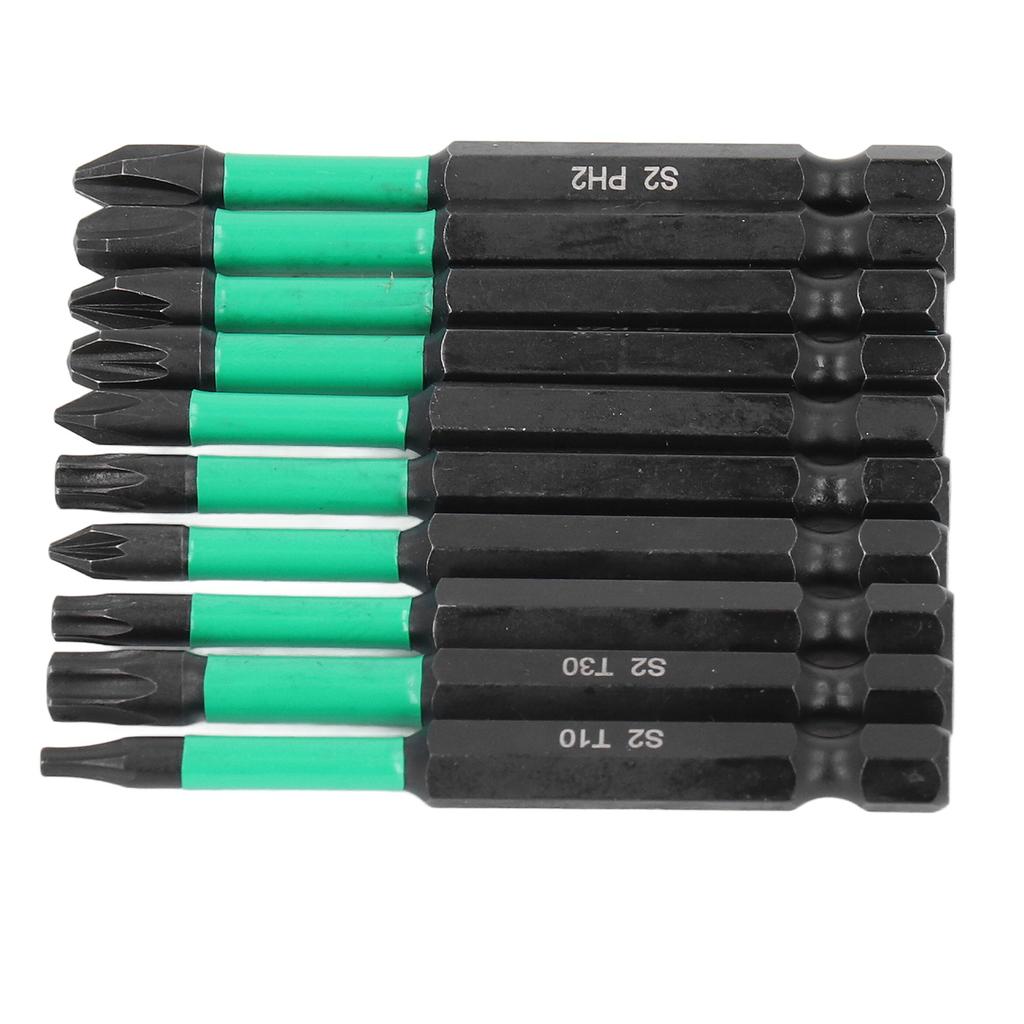 Набор магнитных бит для отвертки 10 шт. Крестообразные Звездообразные Нескользящие Высокая Твердость Мощное Сверление Ударная Дрель