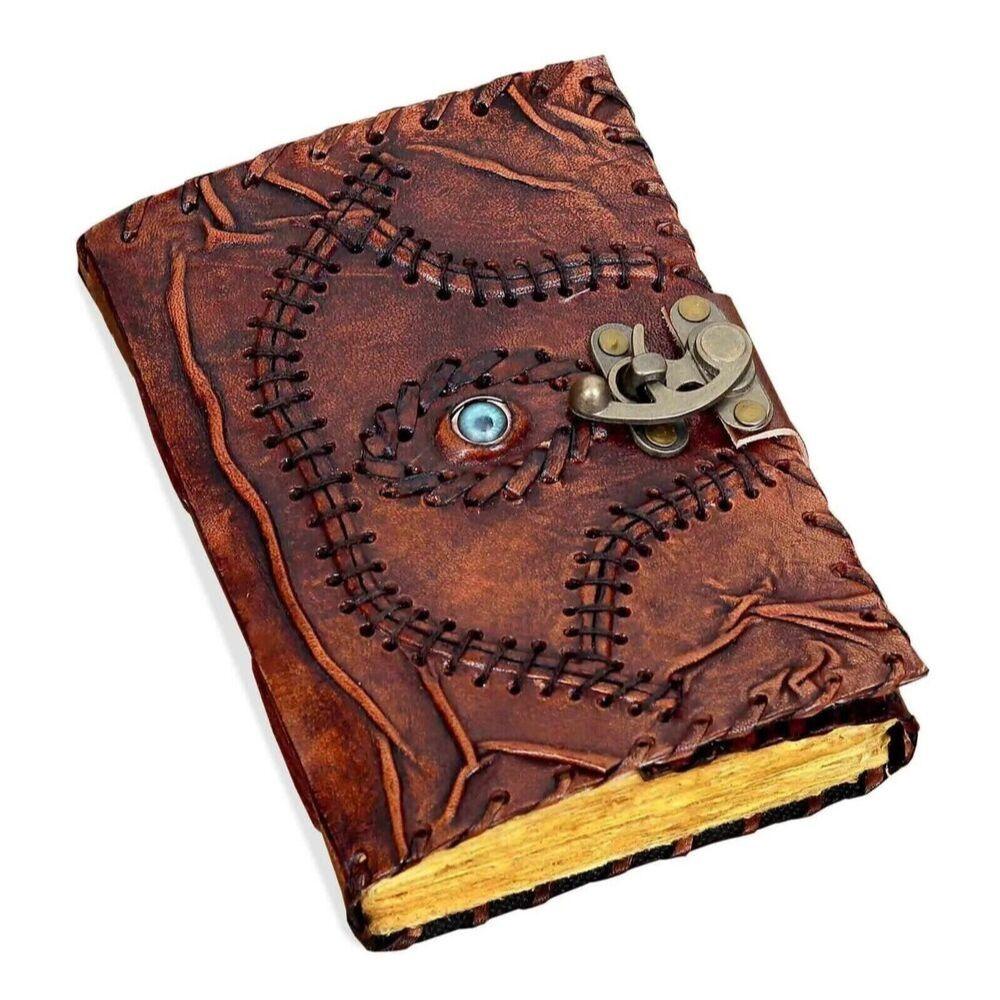 Hocus Pocus Book of Spells Evil Eye Leather Diary Notebook Leather Journal