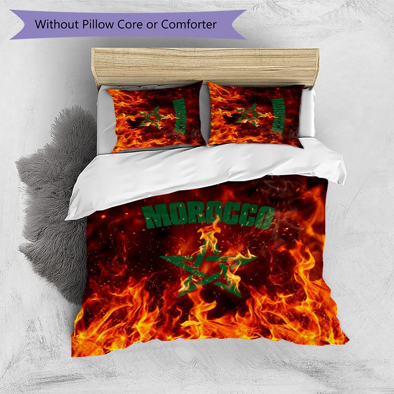 Morocco Football Printed Bedding 3 Piece Set Cozy Breathable Bed Cover Set as Housewarming Holiday Gift