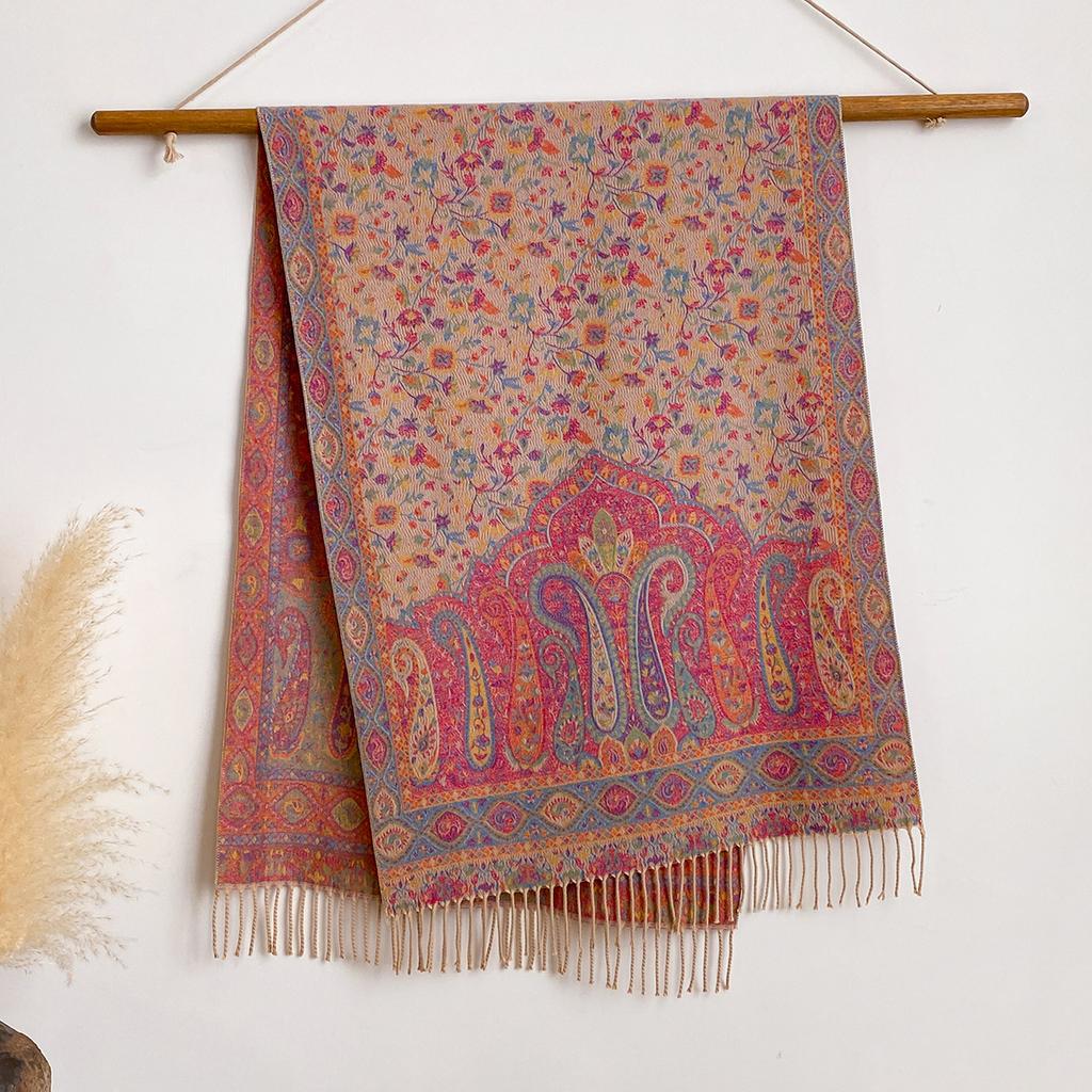 Bohemian Versatile Jacquard Cashew Ethnic Style Big Shawl Women'S Scarf Vintage Tassel