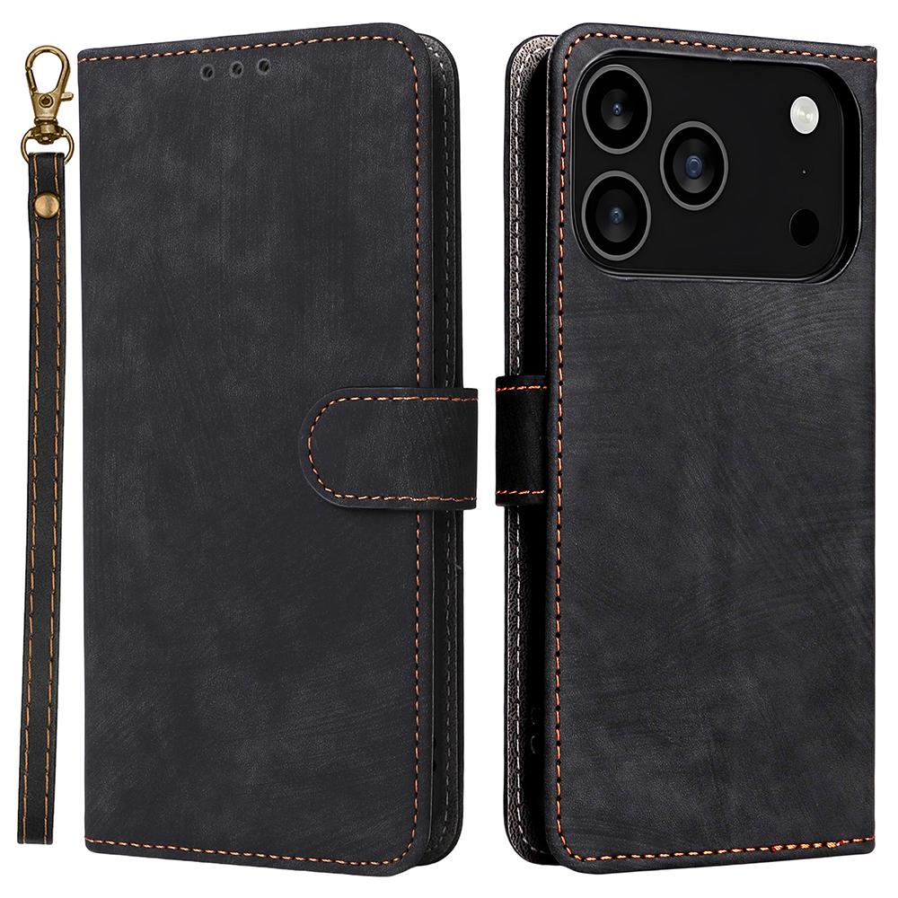 For iPhone 17 Pro Max Case Wallet RFID Blocking PU Leather Phone Cover Stand with Strap