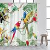 Тропические листья растений Занавеска для душа Колибри Пальмовый лист Монстера Бабочка Акварельное искусство Ткань Домашний декор Ванная комната Curta
