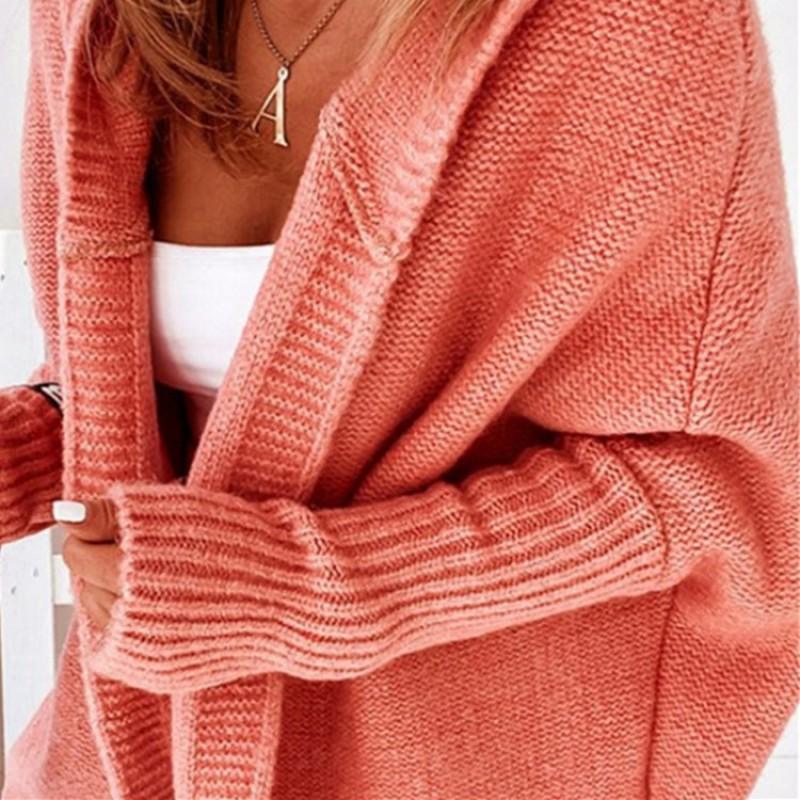 2026 Oversized Hooded Knit Sweater With Batwing Sleeves Soft Acrylic Blend Streetwear Loose Fit