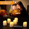 6pcs Rechargeable LED Candle Light W/ Remote Timer LED Flameless Flickering Tea Lights USB Charger Battery Christmas Decoration