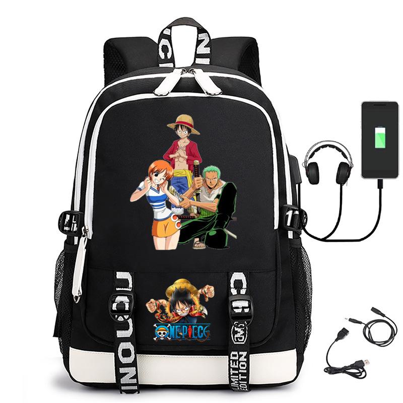 Хит продаж Рюкзак ONE PIECE Луффи с USB-зарядкой, большая вместимость