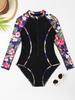 Women's Sexy A Piece Of Bathing Set Swimsuit Long Sleeve Zipper Swimsuits Swimwear