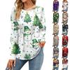 Women's Fashion Christmas Printed Dresses Autumn Casual Tops Long Sleeve Shirts Loose Pullovers