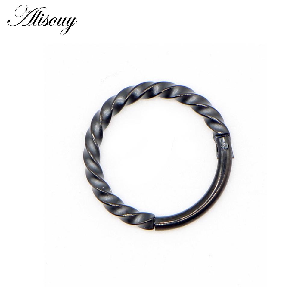 Alisouy 1PC 8-10mm 16g Stainless Steel Hinged Segment Clicker Ring Nose Septum Piercing Helix Cartilage Daith Twist Body Jewelry