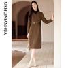 Elegant Long Sleeve Mid-Length A-Line Dress