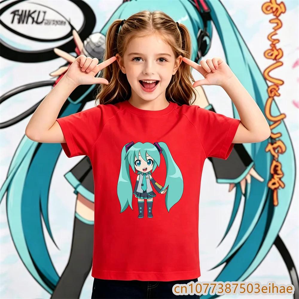 Hatsune Miku Unique Y2K Retro Design T Shirt Loose Printed Short Sleeve Unisex Kids Sportswear Casual Top For Boys And Girls