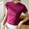 Короткая футболка из чистого хлопка с высокой талией для женщин, лето 2024, новый топ реглан с круглым вырезом и короткими рукавами, нижняя рубашка