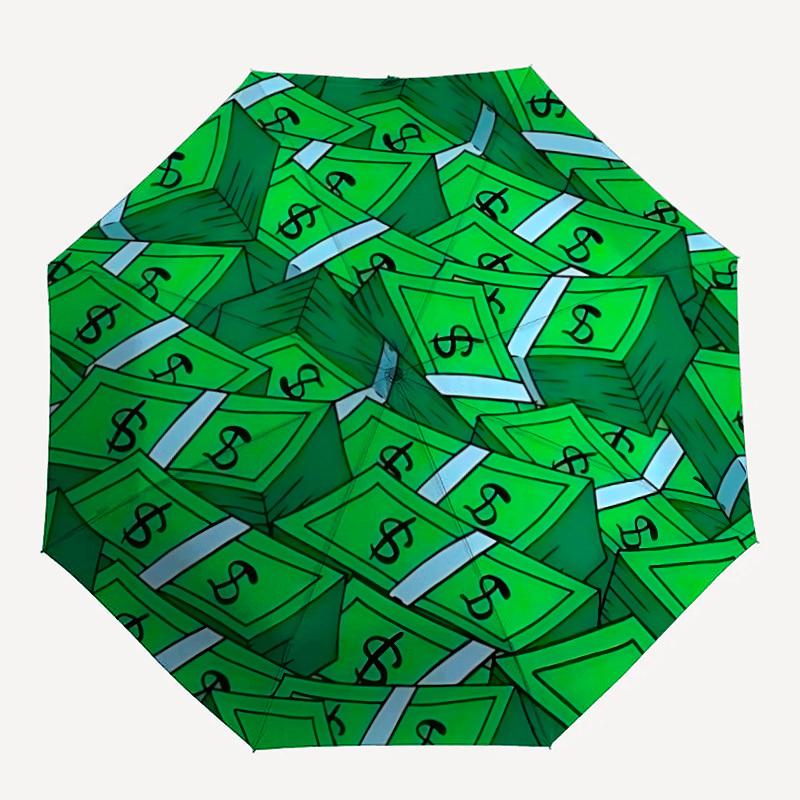 1pc Money Pattern Automatic Open, Sturdy Iron Frame, Compact Folding Design, All-Season Portable Umbrella for Women & Men yy250801094