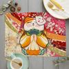 Японский счастливый кот Коврик для стола MaNeKiNeKo Декор для кухни Льняные коврики для обеденного стола Подставка под чашку/стакан Коврик под миску/кофейную чашку Скатерть 45X30см