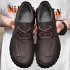 Повседневная обувь Ретро-обувь из коровьей кожи Мужские мокасины Повседневная обувь из кожи ручной работы Мокасины Мужские туфли на плоской подошве
