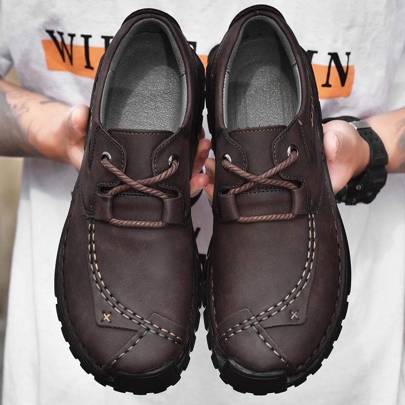 Повседневная обувь Ретро-обувь из коровьей кожи Мужские мокасины Повседневная обувь из кожи ручной работы Мокасины Мужские туфли на плоской подошве