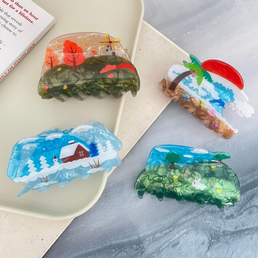 Summer Acetate Hair Clip Spring Special-shaped Grab Clip Cute Four Seasons Hair Claw  Girls