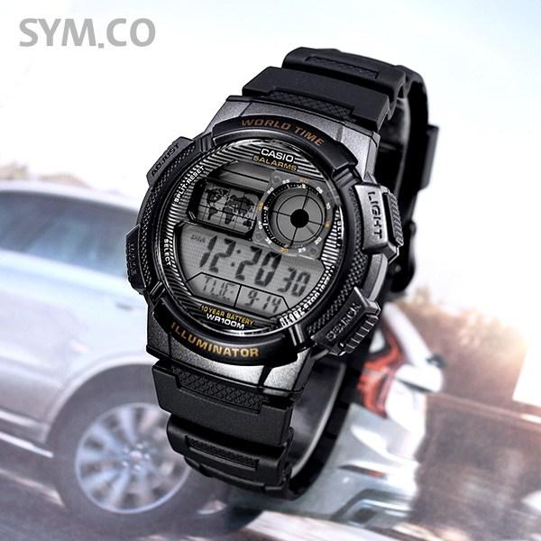 Casio 10-летняя батарея, водонепроницаемость 100 метров, мировое время, рекомендованные военные часы 1000 + полный комплект ЖК-пленки