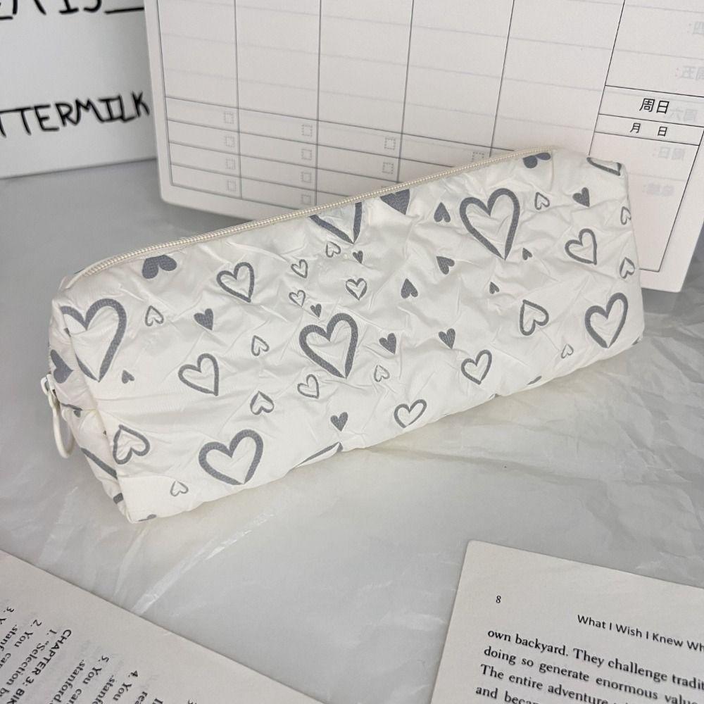 Love Print Pattern Stationery Bag Large Capacity Storage Bag Simple Pen Bag Student Gift