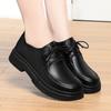Spring Thicken Soled Women Lace-Up Soft Leather Shoes Round Toe Thick Heel Loafers Elevated Soft Sole Mary Jane