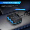 120W 7 In1 Car Charger Plug Adapter PD 3 Socket Charger Independent Switches 12/24V Power Outlet for IPhone GPS Dashcam