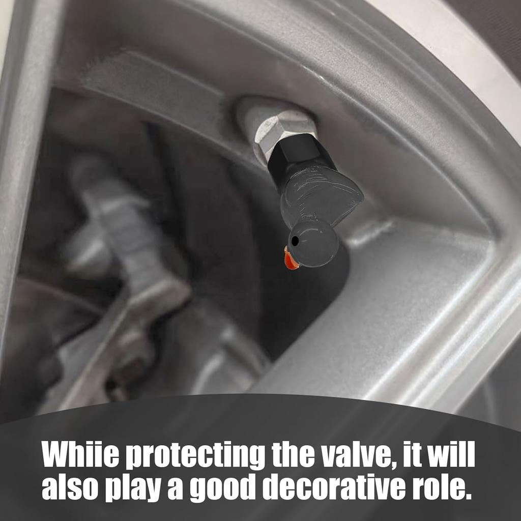 4 Pack Cute Duck tire Valve caps, Glow in The Dark Tire Valve Caps, Interesting and Practical Tire Decoration, Can be Used for Cars, Motorcycles,