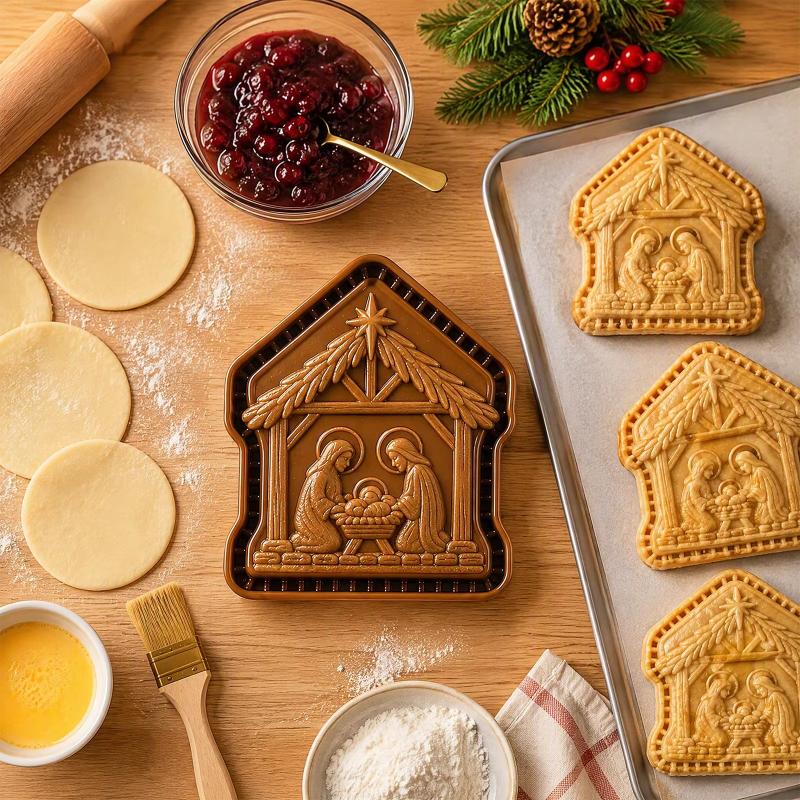 Christmas Mini 3D Pie Molds Food Grade Non Stick Hand Pie Maker for Xmas Holiday Baking DIY Pastry Gifts