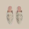 Velvet Embroidery Flower Mules Woman Elegant Shoes Pointed Closed Toe Slippers Slip On Flats Slides Femmes Pantuflas Sandalias