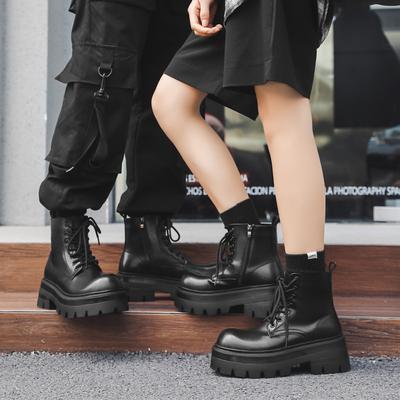 Ботинки Мартина на толстой подошве средней высоты черные в стиле инс тренд хулиганский красивый пара кожаные ботинки уличные универсальные ботинки 8632-J