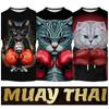 Тайский бокс Кикбоксинг Кот Футболка Унисекс Женская Мужская Быстросохнущая 3D Принт Детские Топы Футболки Уличная одежда Повседневная