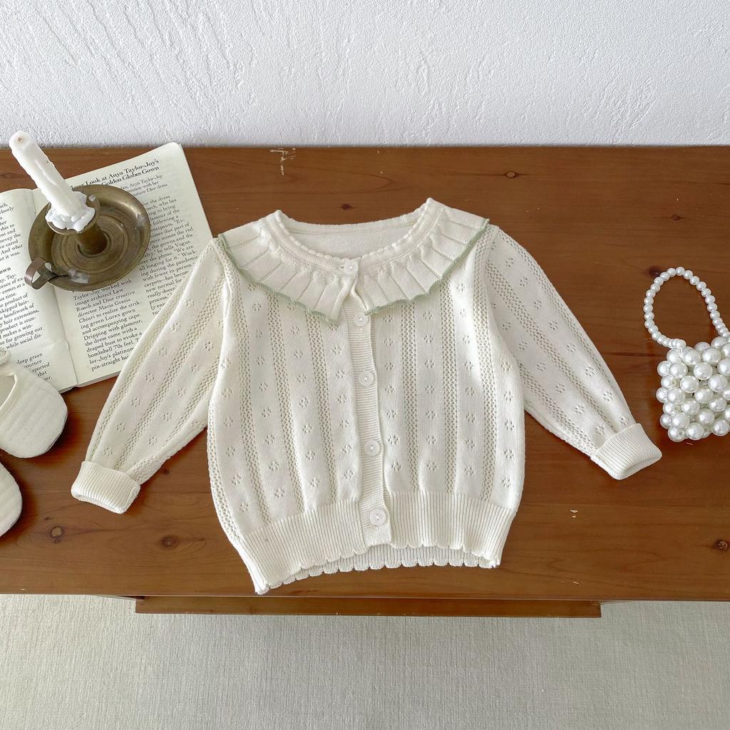 Детская одежда, милый детский вязаный свитер, летняя тонкая девочка, маленький снаружи, кардиган с кондиционером