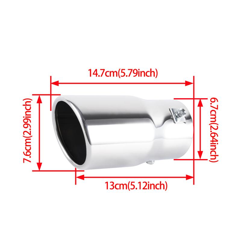1pc Universal 6.3CM Exhaust Tailpipe Tips Car Accessories Round Angled-mouth Straight Stainless Steel With Single Outlet