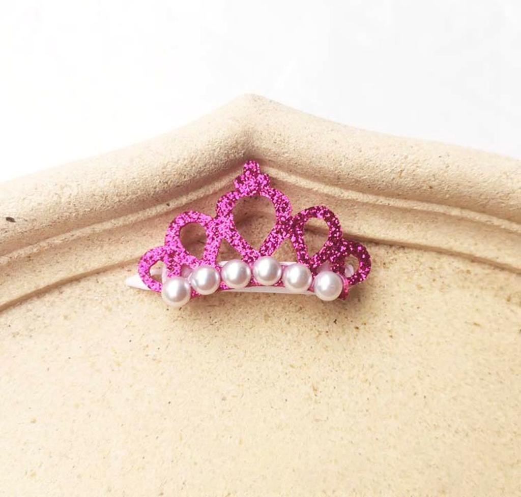 Faux Pearl Cute Crown Shape Bows Pet Hairpins Dog Accessories Pet Grooming Supplies Pets Hair Clips