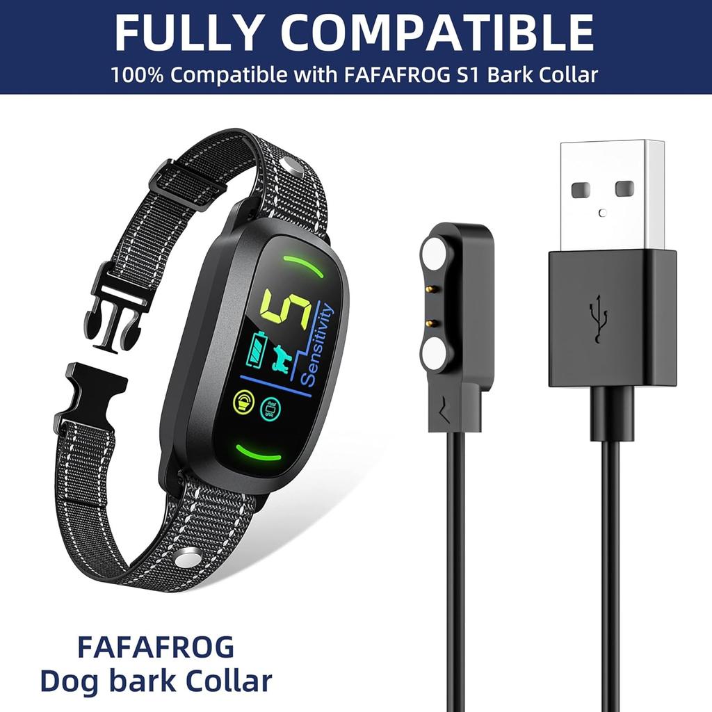 2-Pack Charger Replacement for FAFAFROG Dog Bark Collar, Magnetic Charging Cable, Black