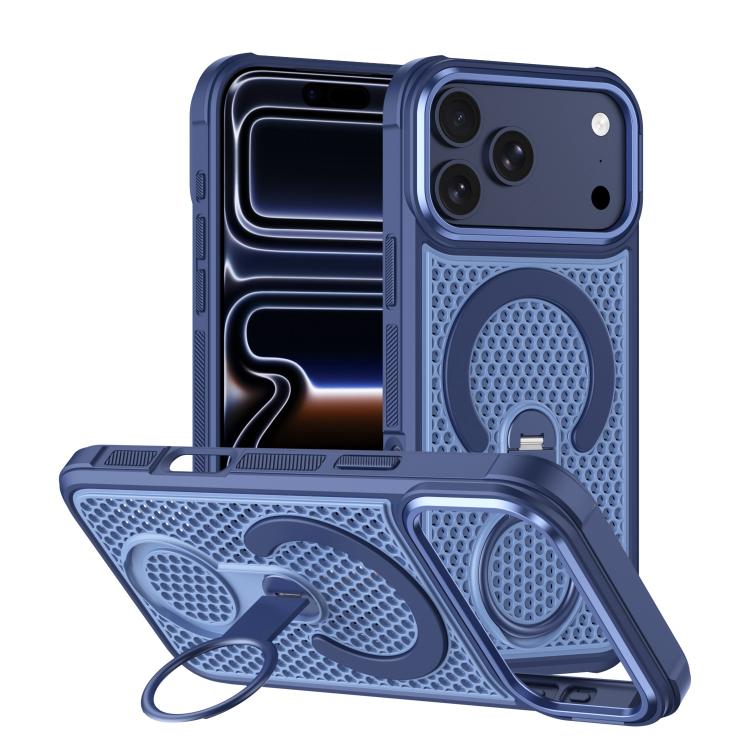Colorful Hollow‑Cut Cooling Magnetic Phone Case 360° Rotatable Ring‑Holder Anti‑Drop Protective Shell Heat‑Dissipation Cover For iPhone