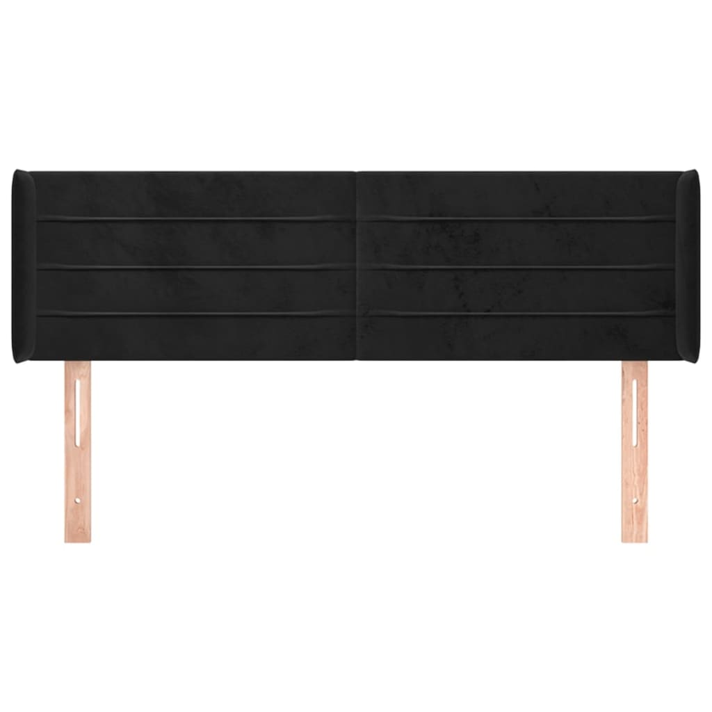 Headboard with Ears Black 147 x 16 x 78 88 cm Velvet