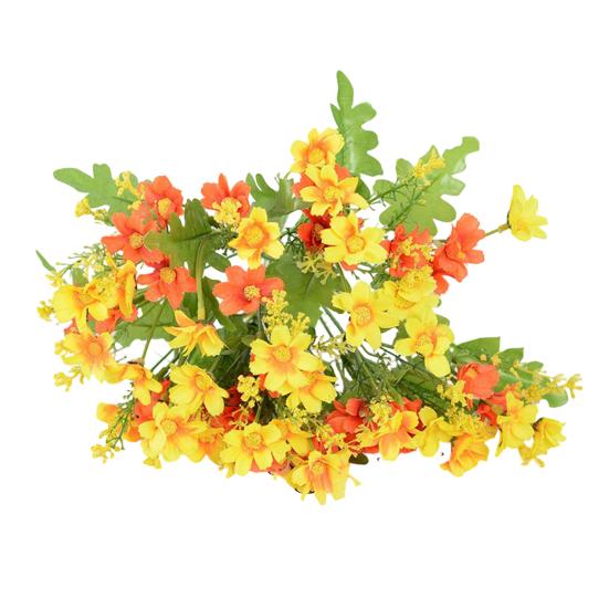 28 Головок Искусственных Цветов для Улицы, УФ-Стойкие, Искусственный Шелк, Полевые Цветы со Стеблем, Поддельный Цветочный Ансамбль для Горшка, Подвесной Кашпо, Веранда, Патио