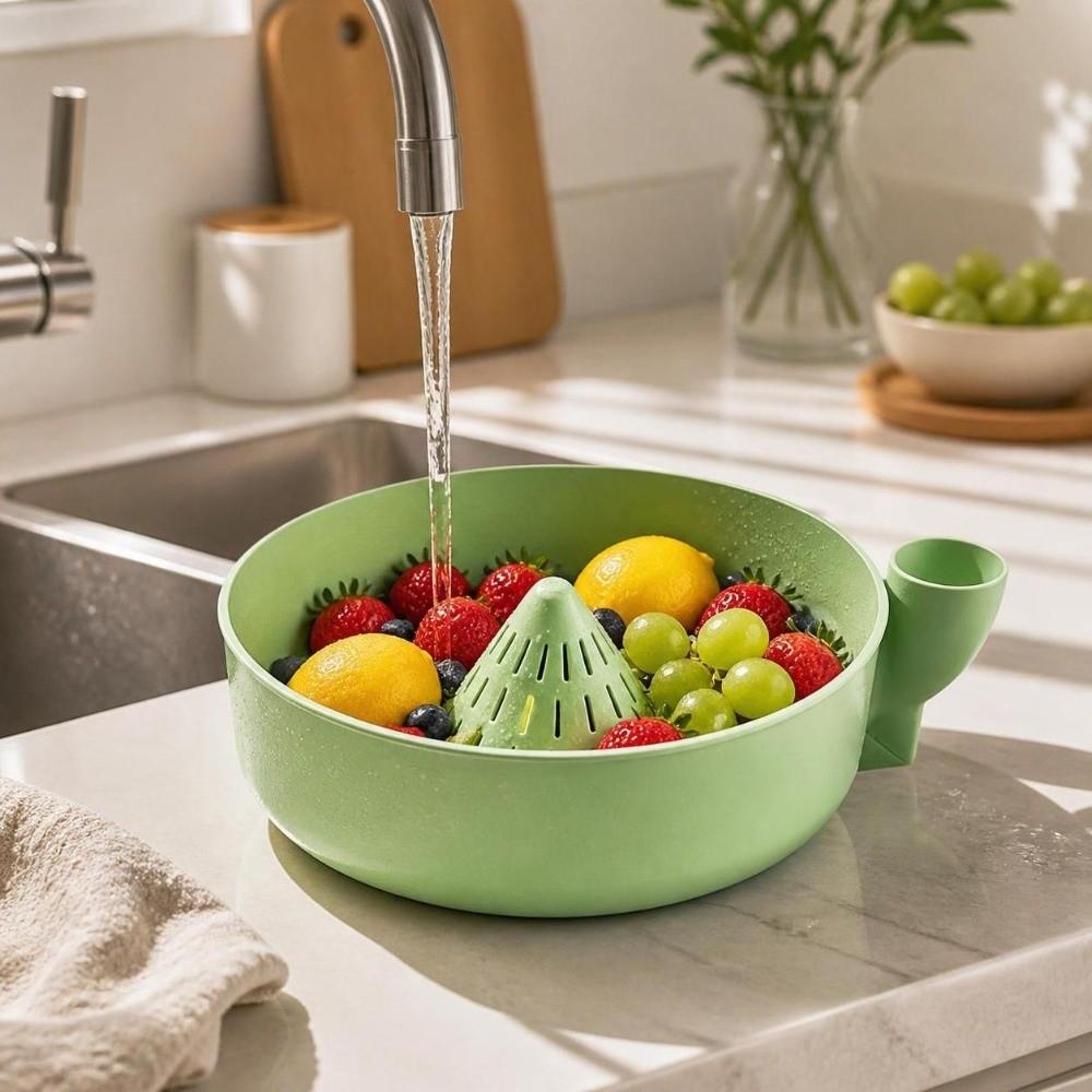 Self Rinsing Automatic Fruit Wash Bowl Quick Drain Berry Rinse Basin Strawberries