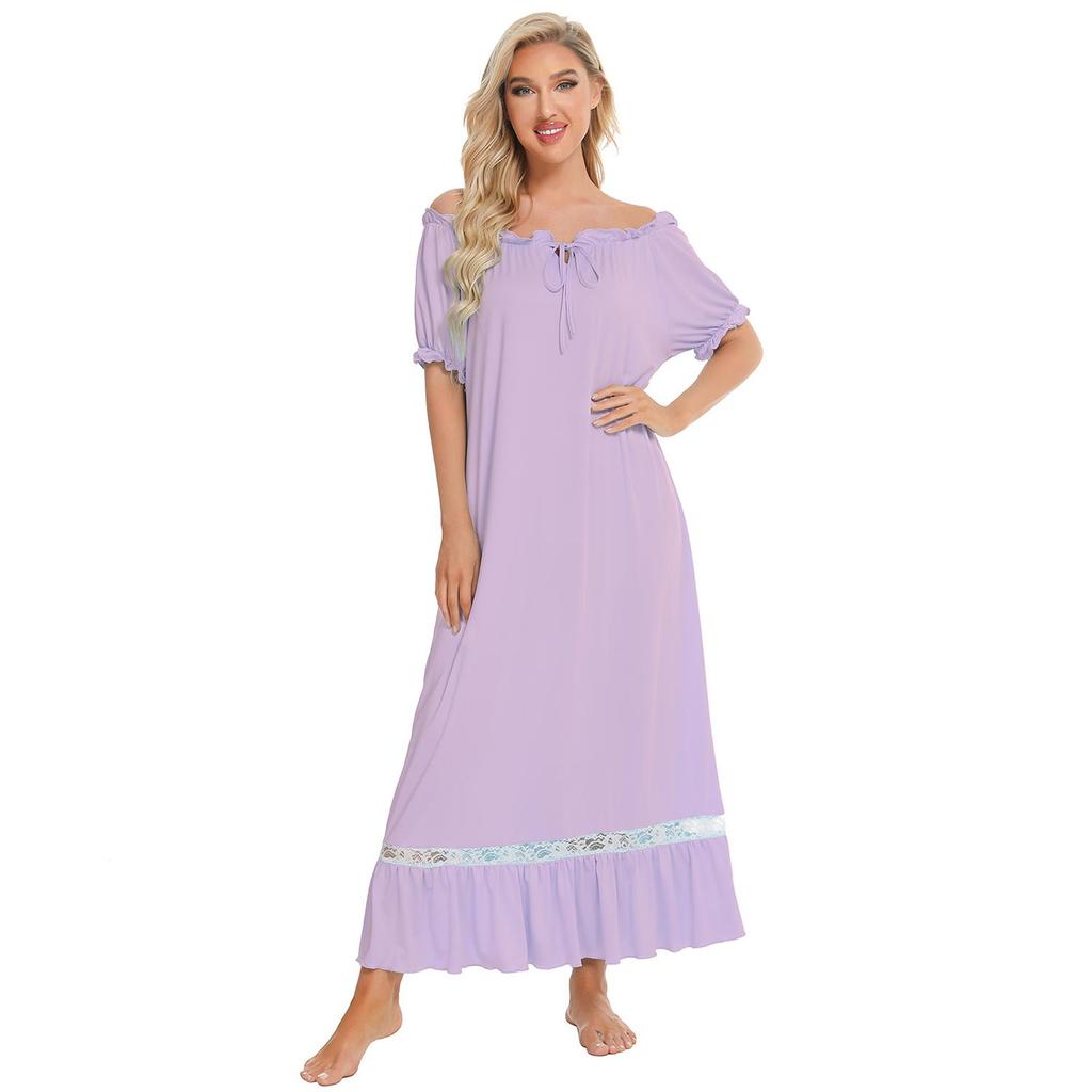 Pajamas for Women Short Sleeve Night Sleep Dress Comfy Loose Casual Lounge Wear Spring Summer Autumn Nightgowns