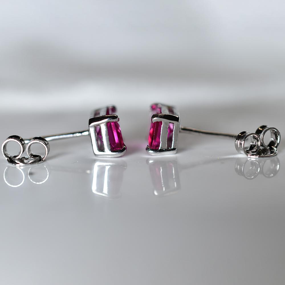 Natural Pink Ruby Earrings 11.10 Ct Pair Emerald Cut Pair For Gift